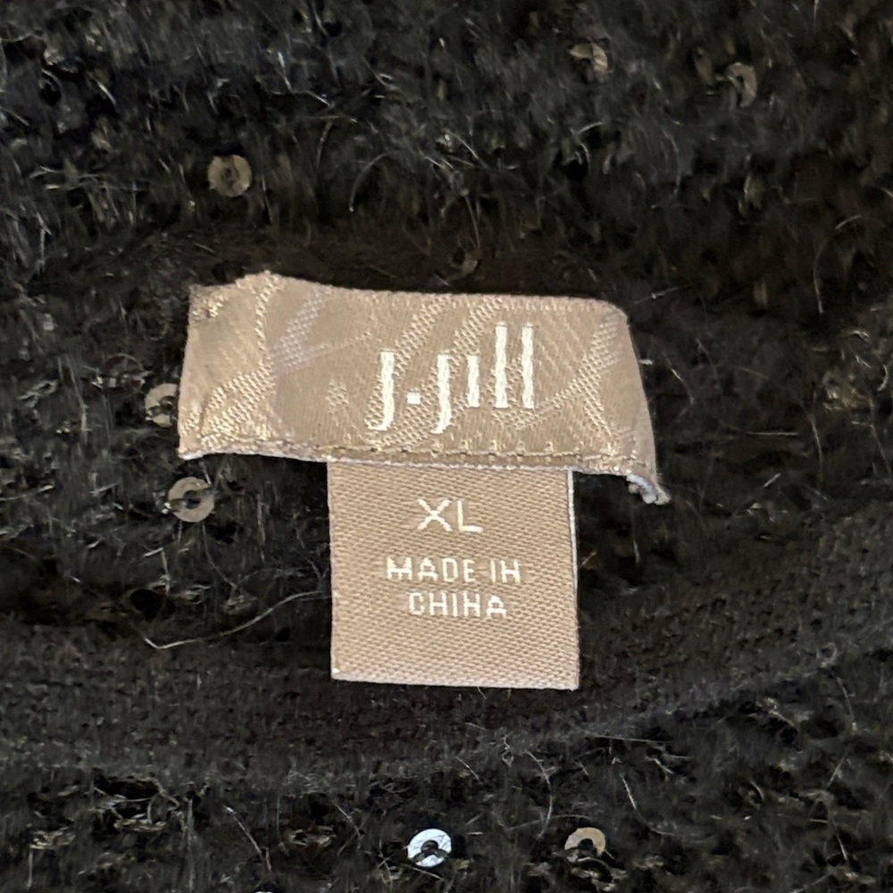 J. Jill Classic Black Sequin Embellished Open-Front Cardigan - Picture 5 of 6